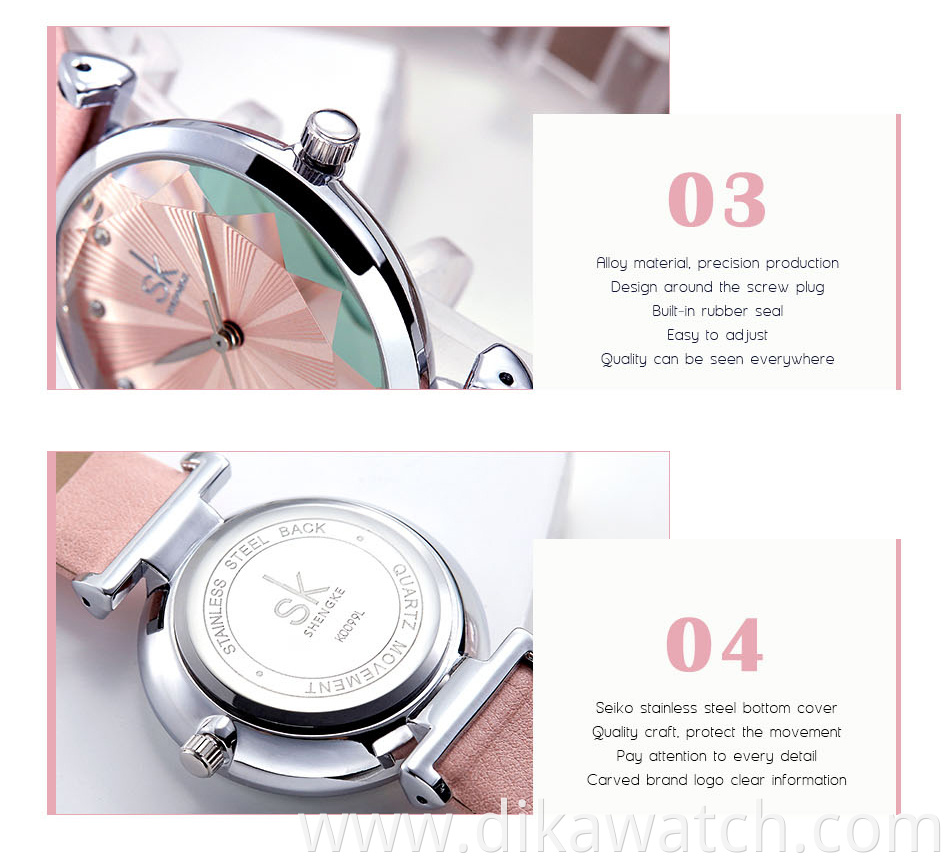 Shengke Women's Watches Luxury Ladies Leather Watches Top Brands Fashion Diamond Watch Bayan Kol Saati Diamond Reloj Mujer 2019